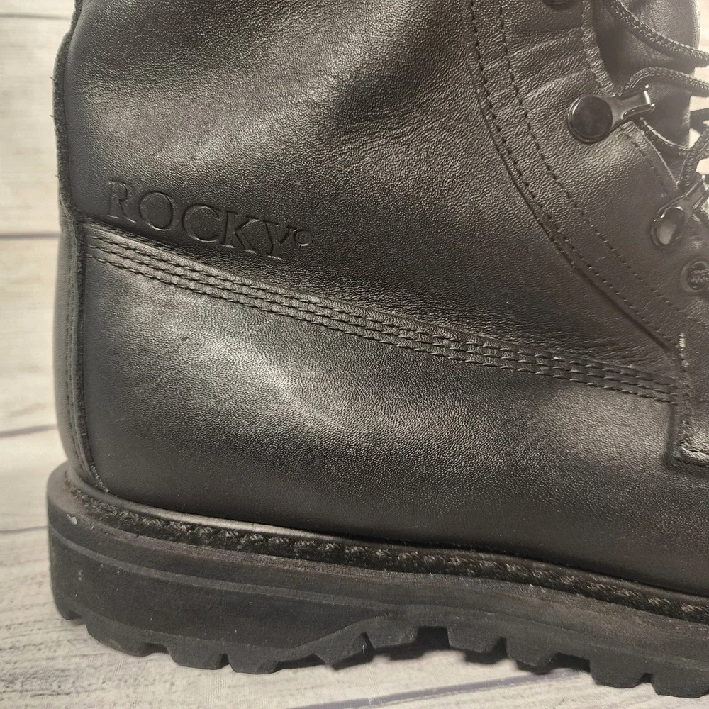 Rocky Mens 10.5W RB/01-01 Black Leather Combat Uniform Boots Tactical Side Zip
